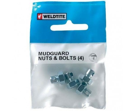 Weldtite Mudguard Stay Nuts and Bolts Pack of 4 Eye bolts